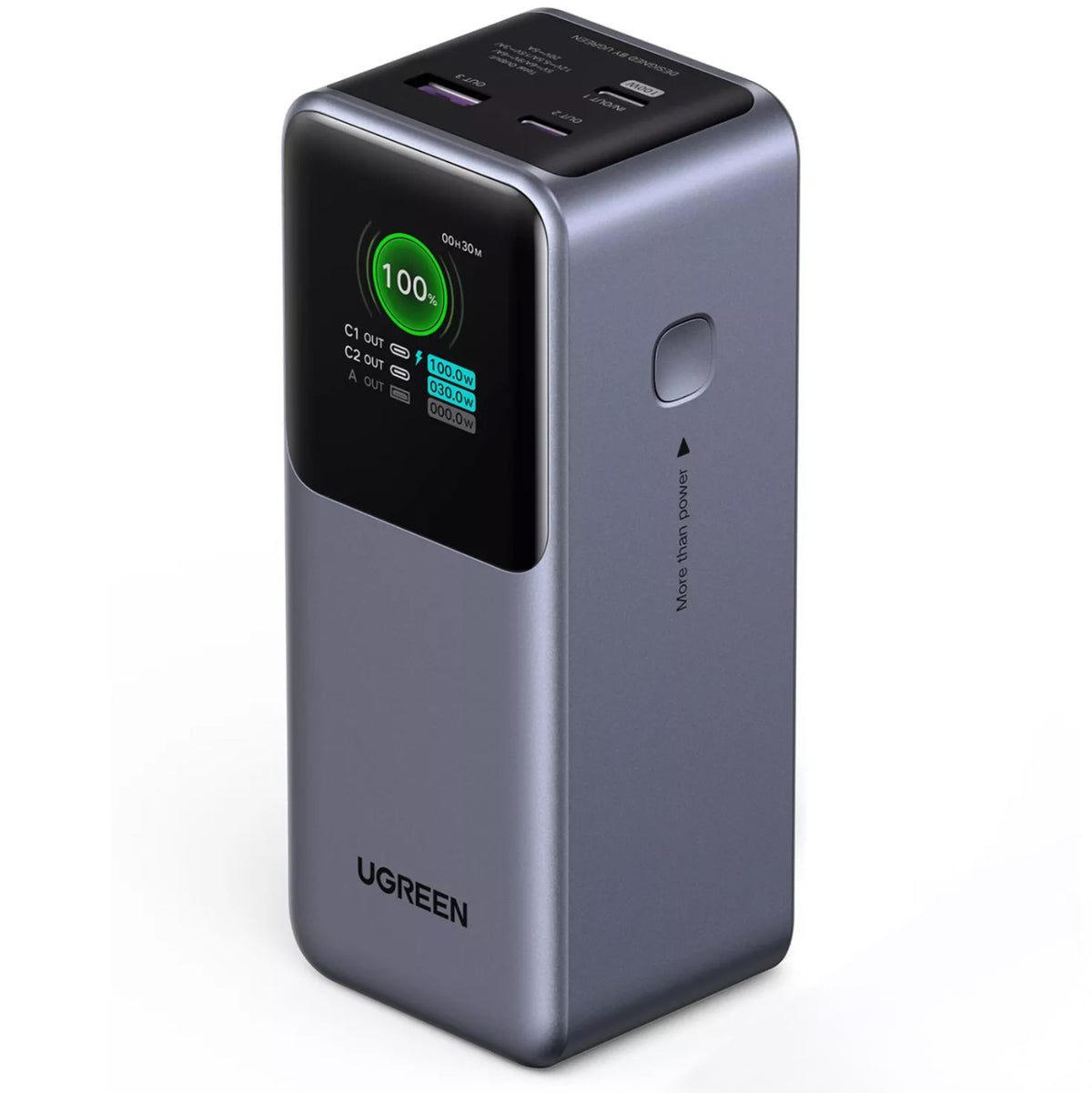 Batteria Esterna UGREEN PB721, 20000mAh, 130W, QC + PD, 1 x USB-A - 2 x USB-C, Grigio