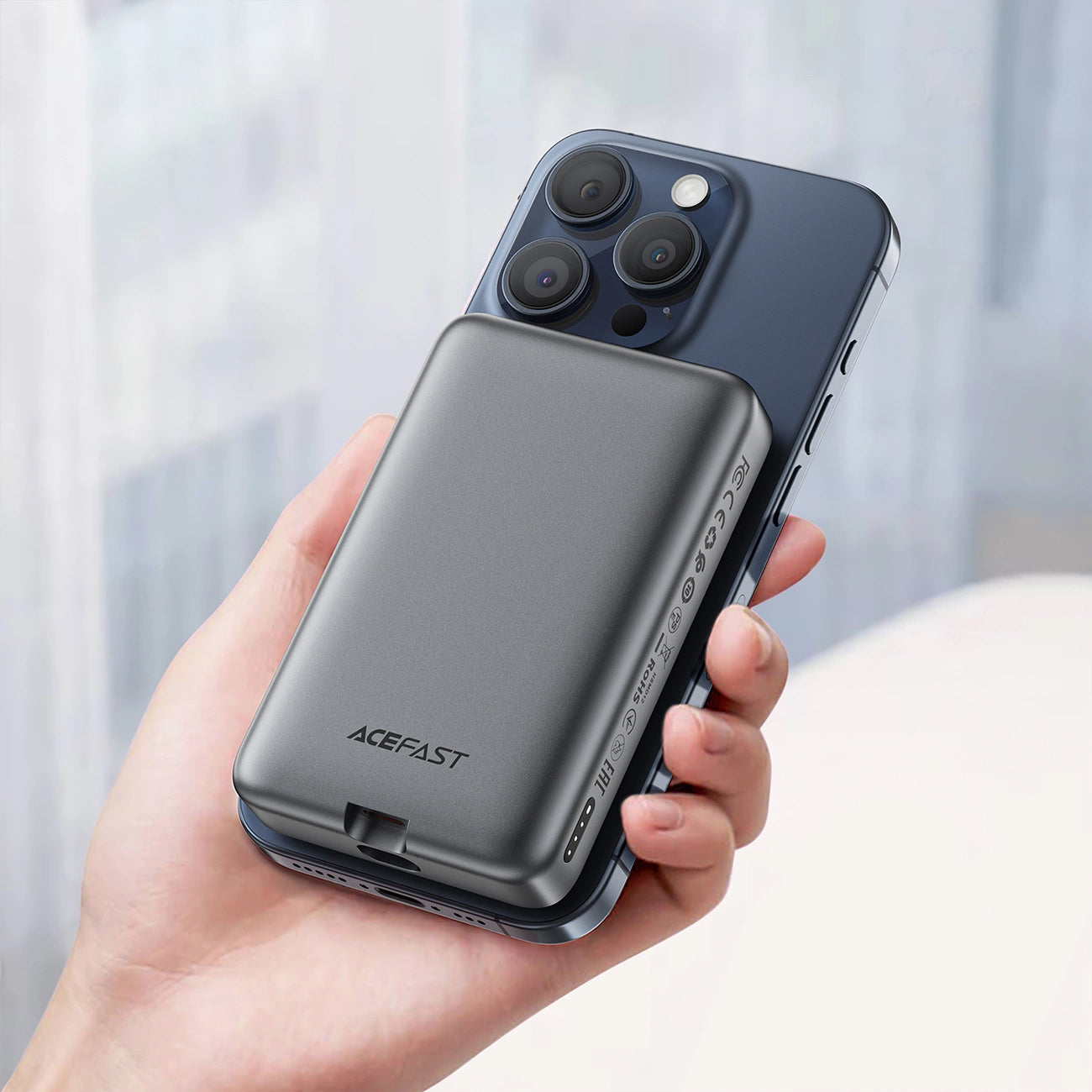 Batteria Esterna Wireless Acefast M10, 10000mAh, 30W, PD + FQI, 1 x QI - 2 x USB-C, Nera