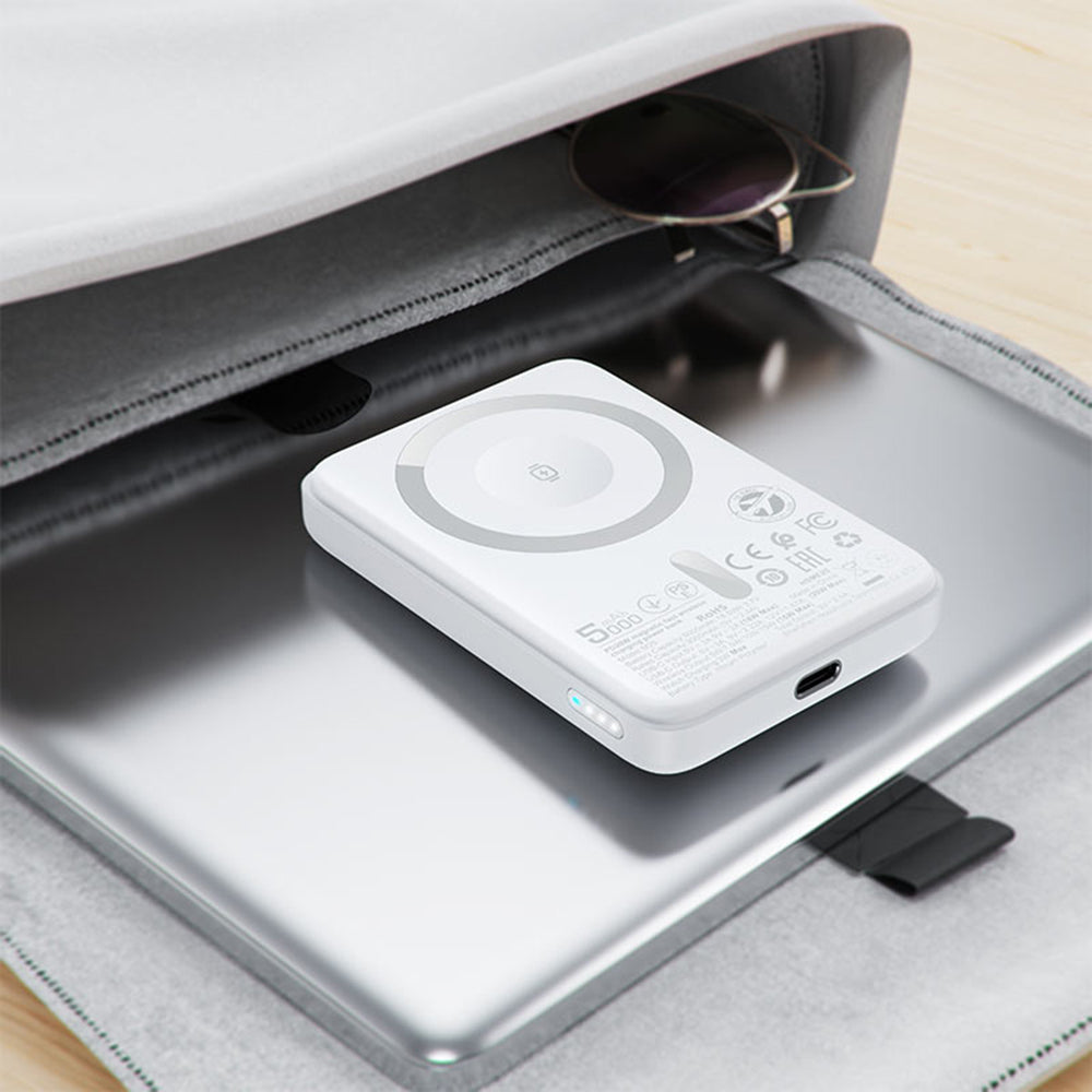 Batteria Esterna Wireless Acefast M25, 5000mAh, 20W, PD + FQI, 1 x QI - 1 x USB-C, Bianca