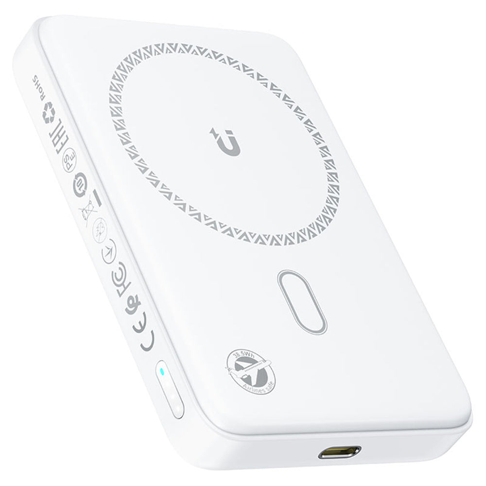 Acefast M26 Wireless External Battery, 10000mAh, 20W, PD + FQI, 1 x QI - 1 x USB-C, White