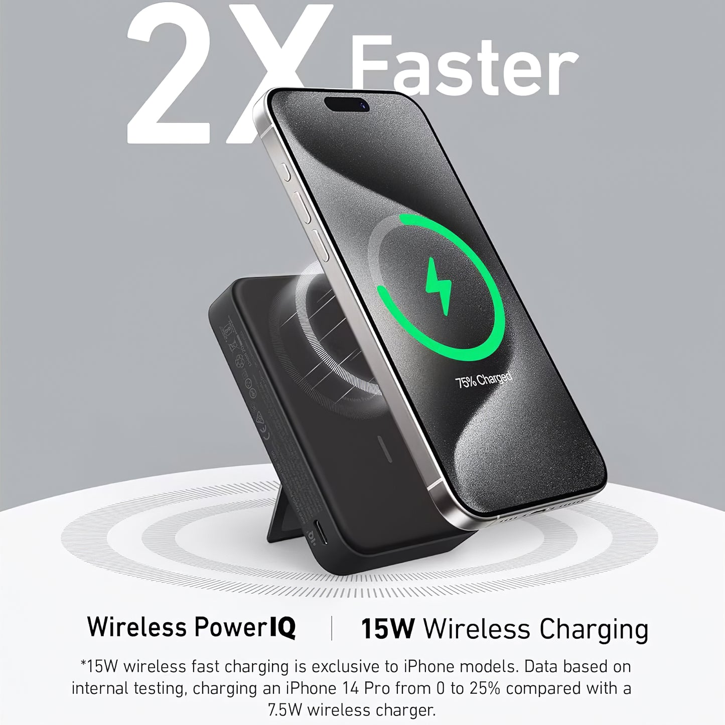 Batteria esterna wireless Anker MagGo, 10000mAh, 27W, PD + FQI, 1 x QI - 1 x USB-C, nero A1654G11