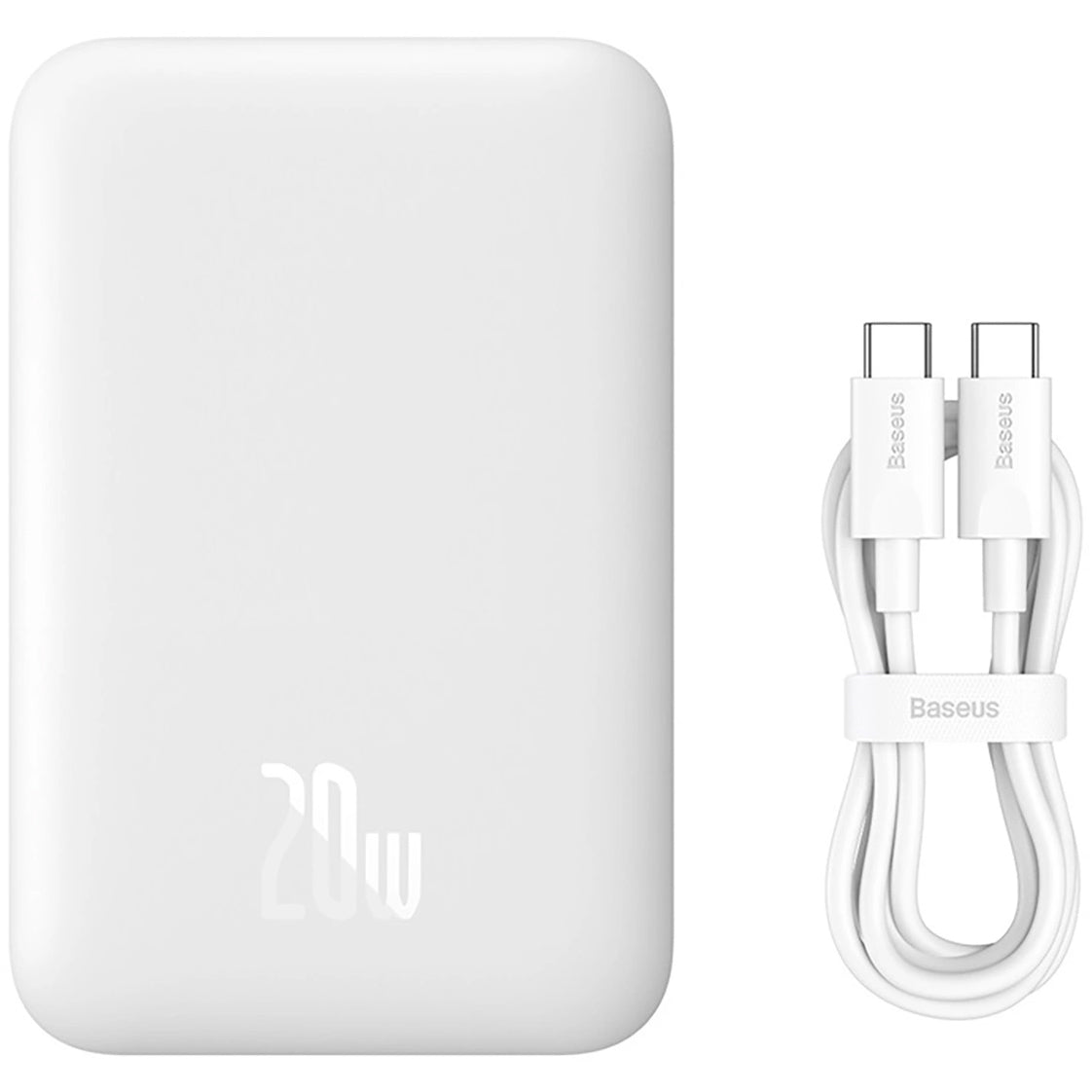Batteria Esterna Wireless Baseus Magnetic Mini, 6000mAh, 20W, PD + FQI, 1 x QI - 1 x USB-C, Bianca P10059002223-00