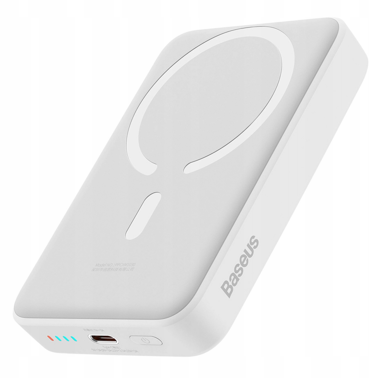 Batteria Esterna Wireless Baseus Magnetic Mini, 10000mAh, 30W, PD + FQI, 1 x QI - 1 x USB-C, Bianca PPCX110202