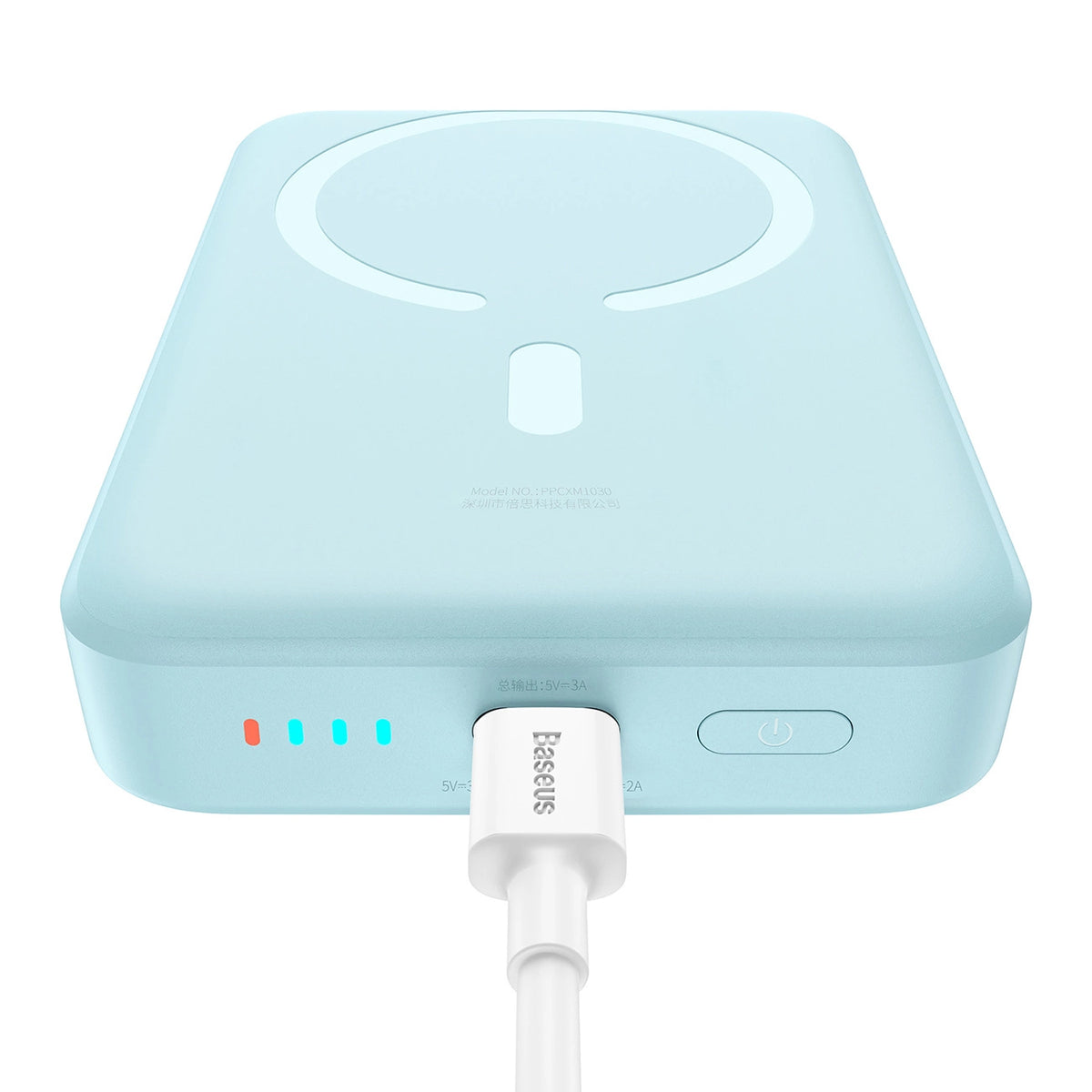 Batteria Esterna Wireless Baseus Magnetic Mini, 10000mAh, 30W, PD + FQI, 1 x QI - 1 x USB-C, Blu PPCX110203