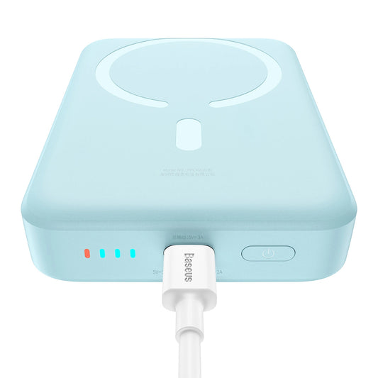 Batteria Esterna Wireless Baseus Magnetic Mini, 10000mAh, 30W, PD + FQI, 1 x QI - 1 x USB-C, Blu PPCX110203