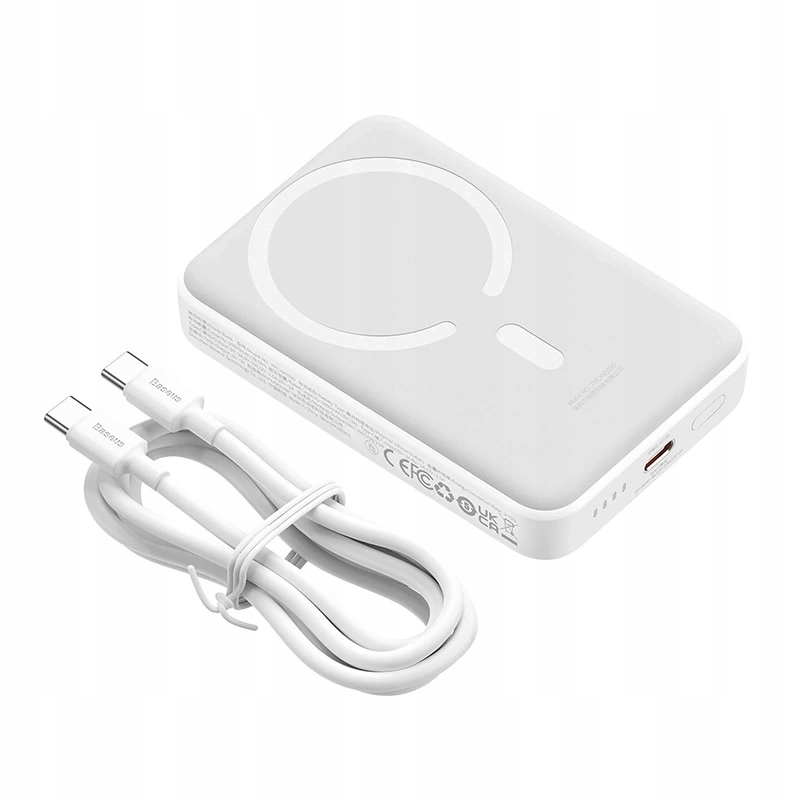 Batteria Esterna Wireless Baseus Magnetic Mini, 10000mAh, 30W, PD + FQI, 1 x QI - 1 x USB-C, Bianca PPCX110202