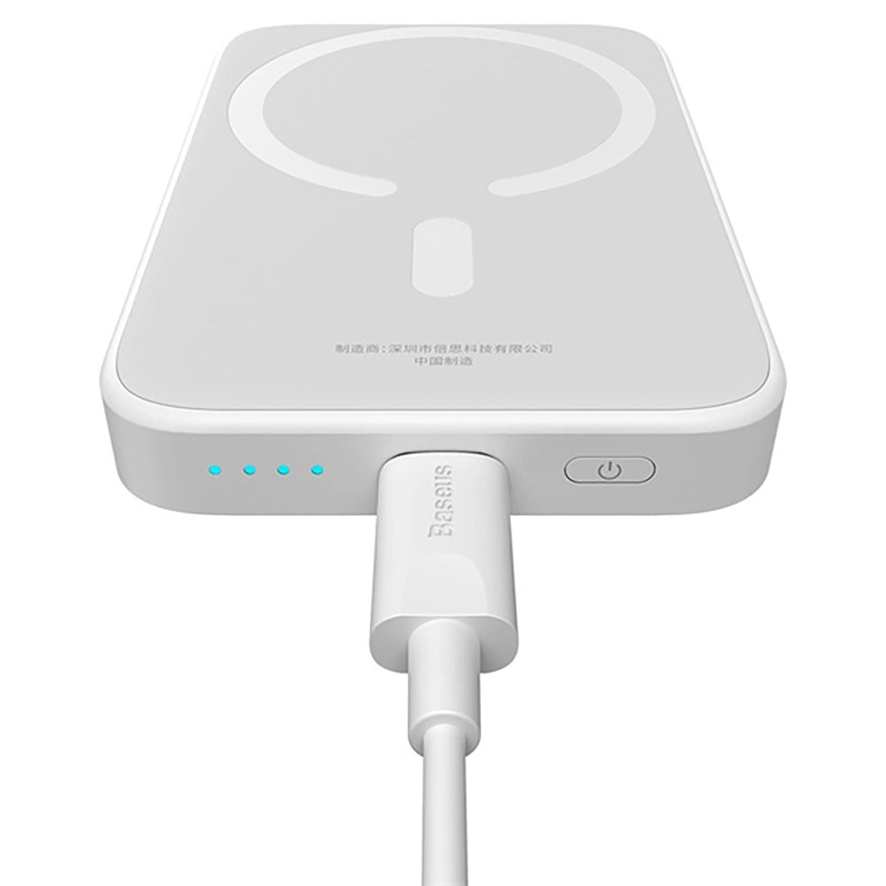 Batteria Esterna Wireless Baseus Magnetic Mini, 6000mAh, 20W, PD + FQI, 1 x QI - 1 x USB-C, Bianca P10059002223-00