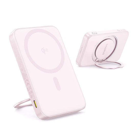 Batteria Esterna Wireless Baseus PicoGo, 5000mAh, 20W, PD + FQI, 1 x QI - 1 x USB-C, Rosa P10076800413-00