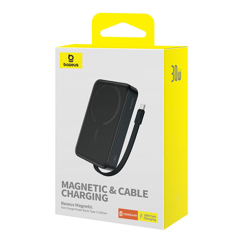Batteria Esterna Wireless Baseus Magnetic Mini, 10000mAh, 30W, PD + FQI, 1 x QI - 2 x USB-C, Nera P1002210B113-00