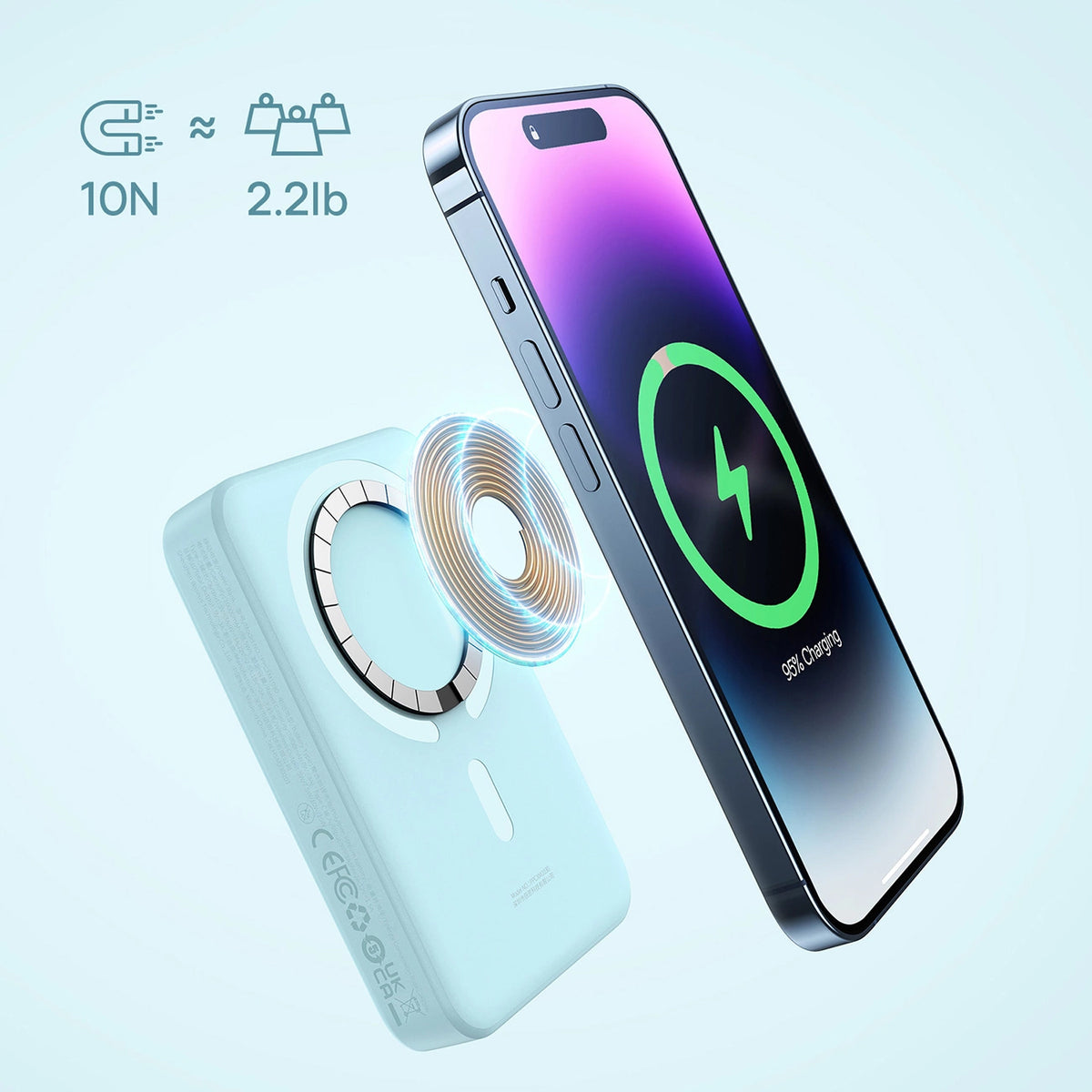 Batteria Esterna Wireless Baseus Magnetic Mini, 10000mAh, 30W, PD + FQI, 1 x QI - 1 x USB-C, Blu PPCX110203
