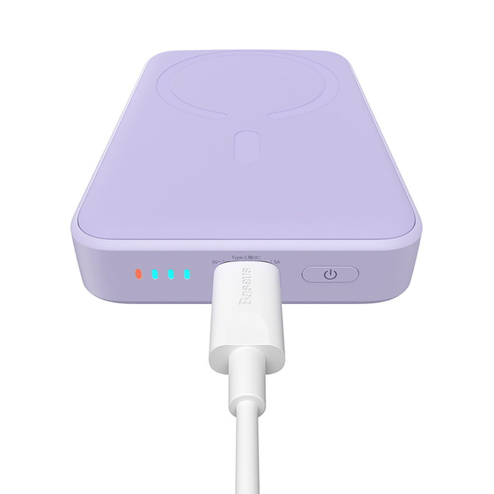 Batteria Esterna Wireless Baseus Magnetic Mini, 10000mAh, 20W, PD + FQI, 1 x QI - 1 x USB-C, Viola PPCX110105