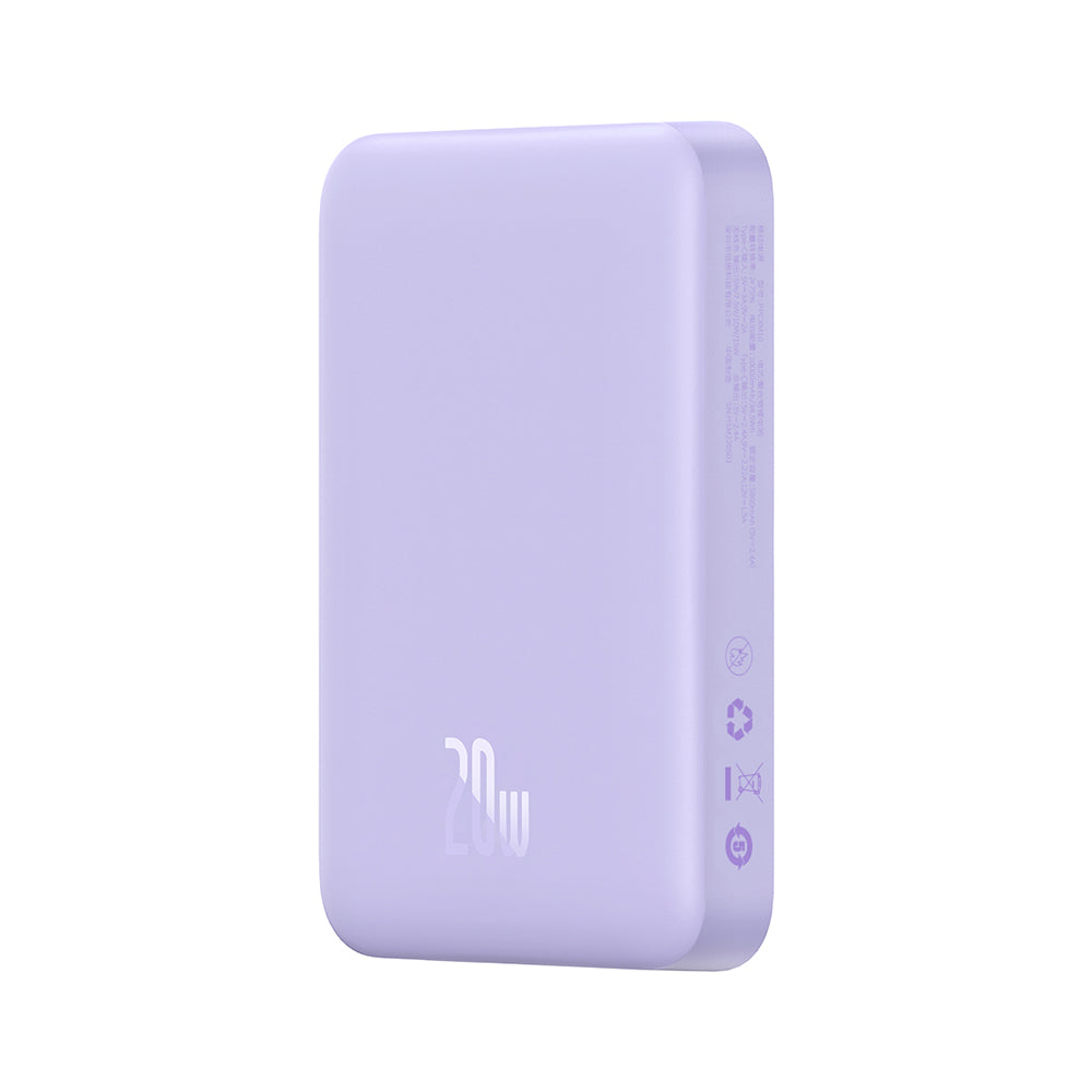 Batteria Esterna Wireless Baseus Magnetic Mini, 10000mAh, 20W, PD + FQI, 1 x QI - 1 x USB-C, Viola PPCX110105