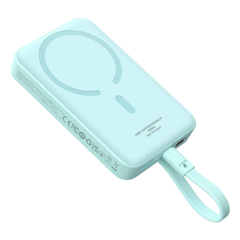 Batteria Esterna Wireless Baseus Magnetic Mini, 10000mAh, 30W, PD + FQI, 1 x Lightning - 1 x QI - 1 x USB-C, Blu P1002210B333-00