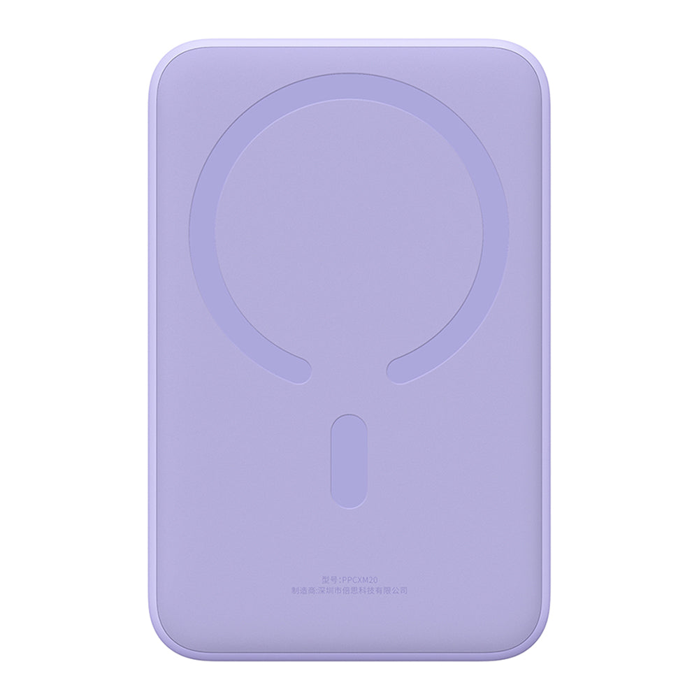 Batteria Esterna Wireless Baseus Magnetic Mini, 20000mAh, 20W, PD + FQI, 1 x QI - 1 x USB-C, Viola PPCX150005