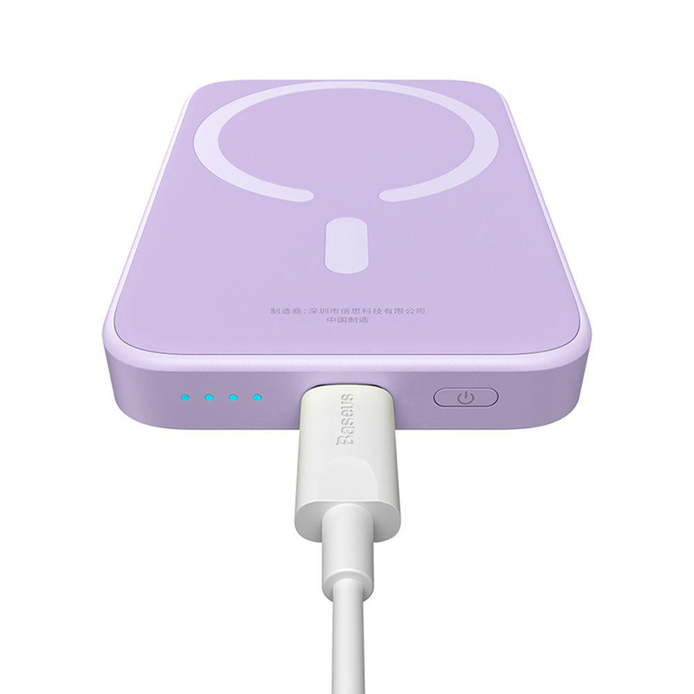 Batteria Esterna Wireless Baseus Mini Air, 6000mAh, 20W, PD + FQI, 1 x QI - 1 x USB-C, Viola P10059002513-00