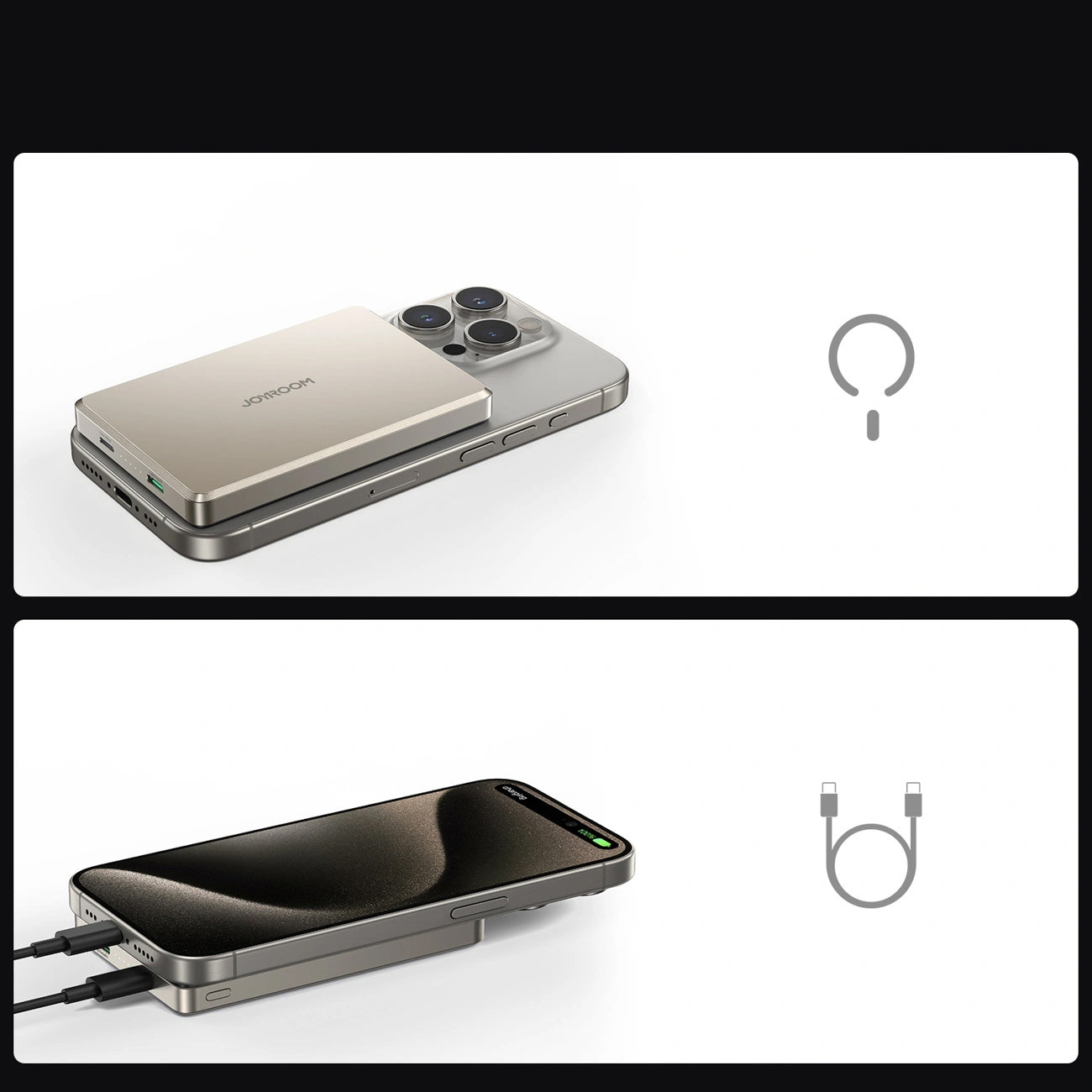 Batteria Esterna Wireless Joyroom JR-PBM08 Pro, 10000mAh, 22.5W, PD + FQI, 1 x QI - 2 x USB-C, Beige