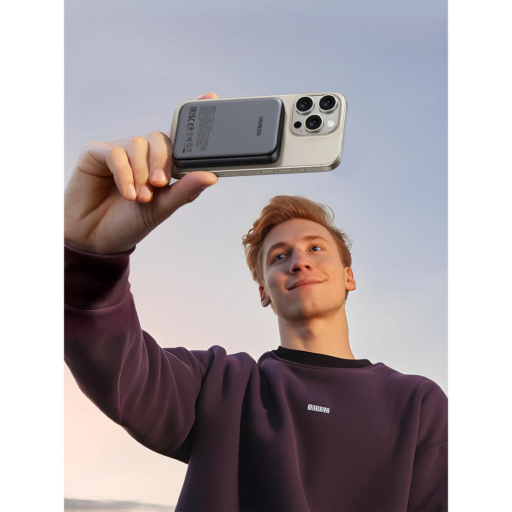 Batteria Esterna Wireless UGREEN PB561, 10000mAh, 20W, PD + FQI, 1 x QI - 1 x USB-C, Nera