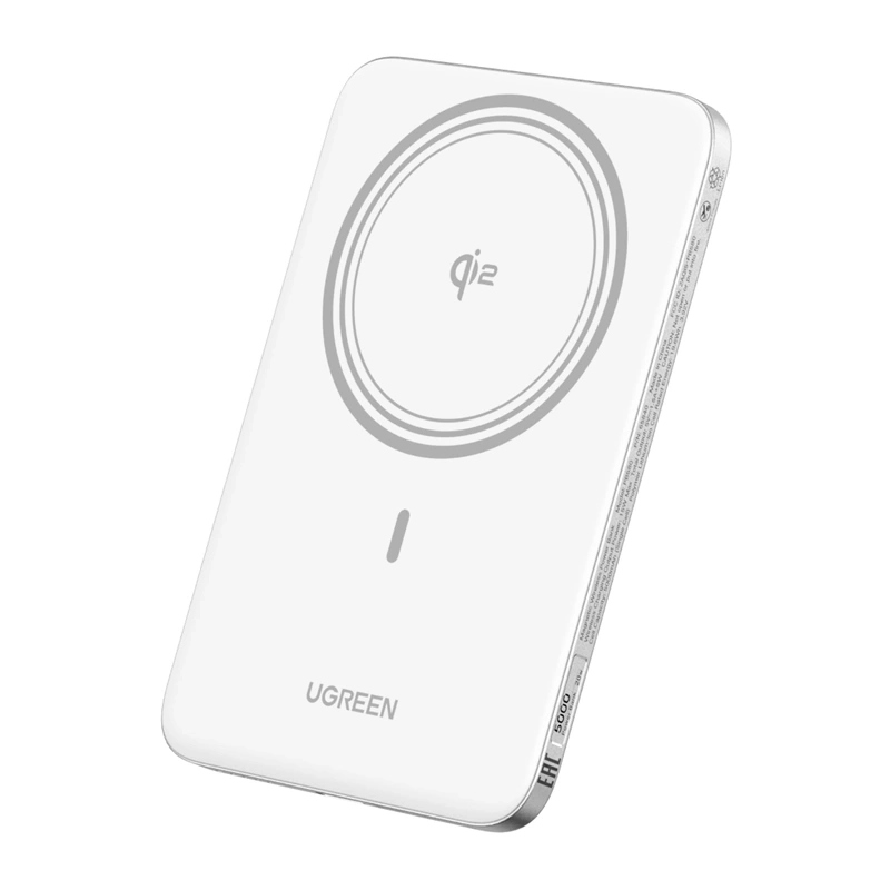 Batteria Esterna Wireless UGREEN PB580 (95931B), 5000mAh, 20W, PD + FQI, 1 x QI - 1 x USB-C, Bianca