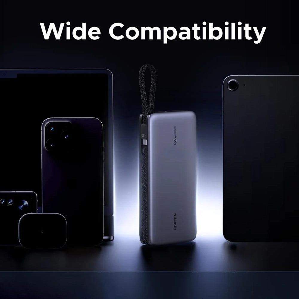 Batteria Esterna UGREEN PB726 (55995B), 25000mAh, 165W, QC + PD, 1 x USB-A - 3 x USB-C, Grigio