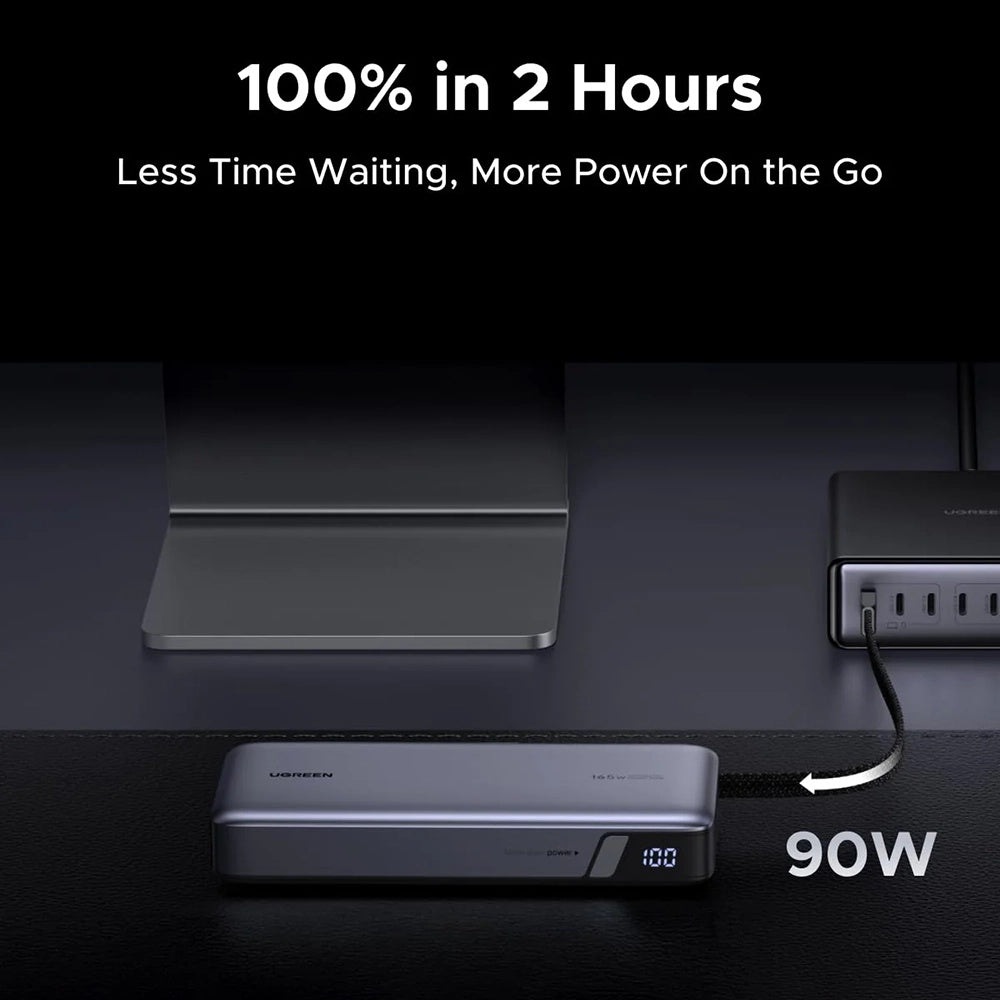 Batteria Esterna UGREEN PB726 (55995B), 25000mAh, 165W, QC + PD, 1 x USB-A - 3 x USB-C, Grigio