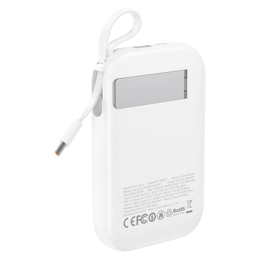 Batteria Esterna Wireless XO Design PR270, 10000mAh, 22.5W, QC + PD + QI, 1 x QI - 1 x USB-A - 1 x USB-C, Bianca