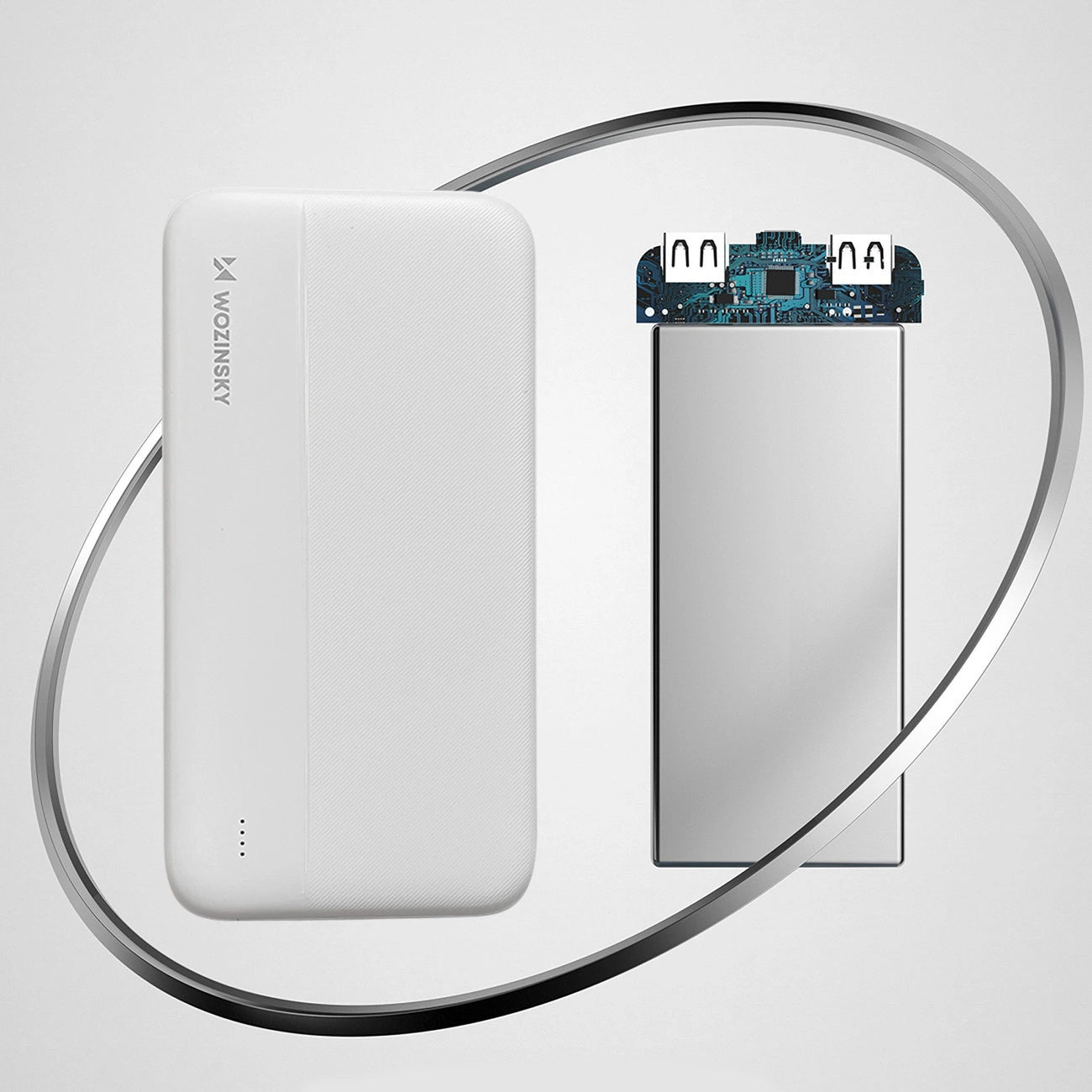 Batteria Esterna WZK WPBWE1, 10000mAh, 10W, 2 x USB-A, Bianca