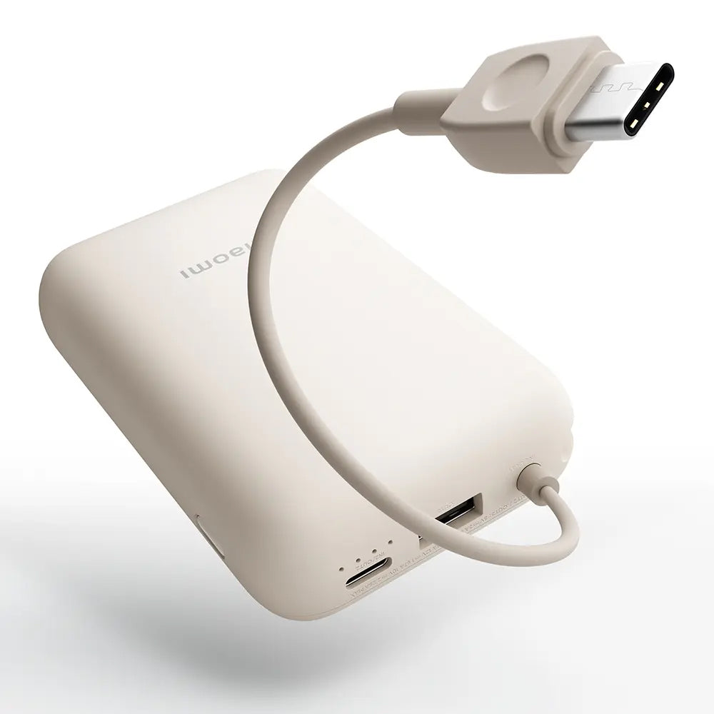 Xiaomi Pocket External Battery, 10000mAh, 22.5W, QC + PD, 1 x USB-A - 2 x USB-C, Beige BHR9072GL
