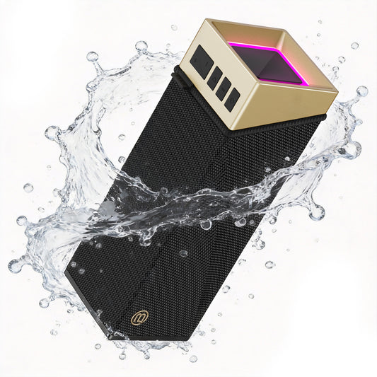 Cassa Portatile Bluetooth Bugani Brief TT, 60W, RGB, Impermeabile, Nero Oro