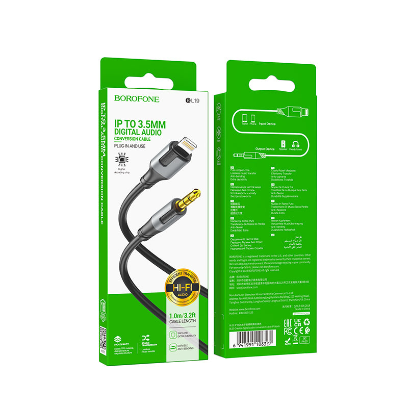 Cavo Audio Lightning - 3.5mm Borofone BL19 Creator, 1m, Nero