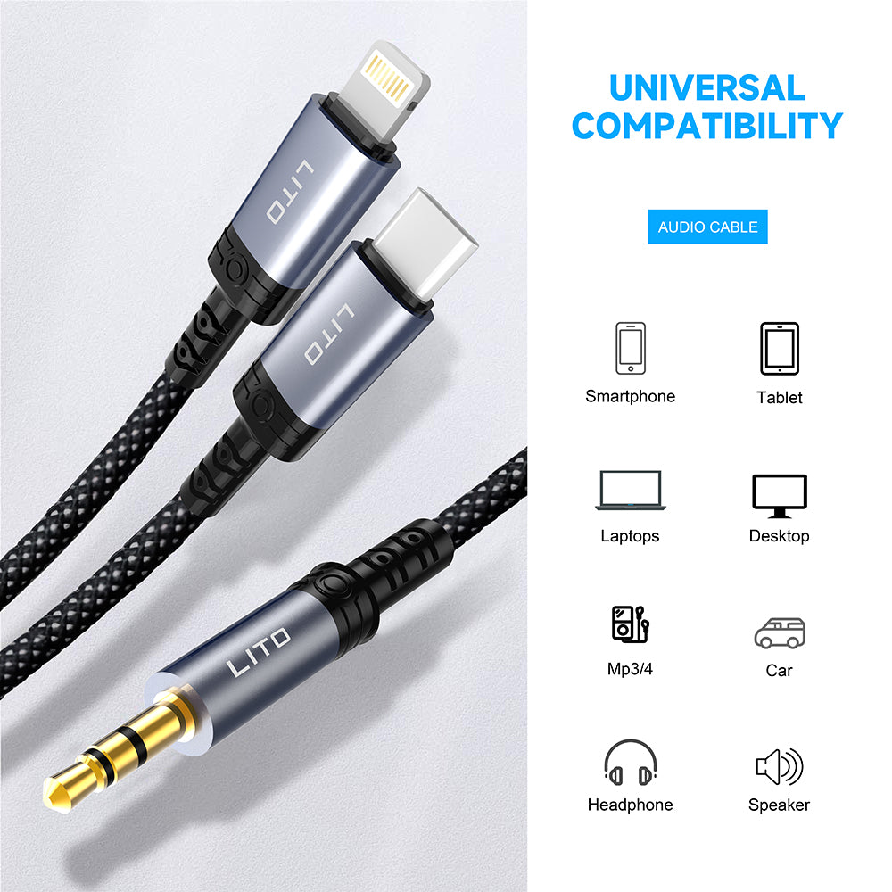 Cavo Audio Lightning - 3.5mm Lito LA01L, 1m, Nero