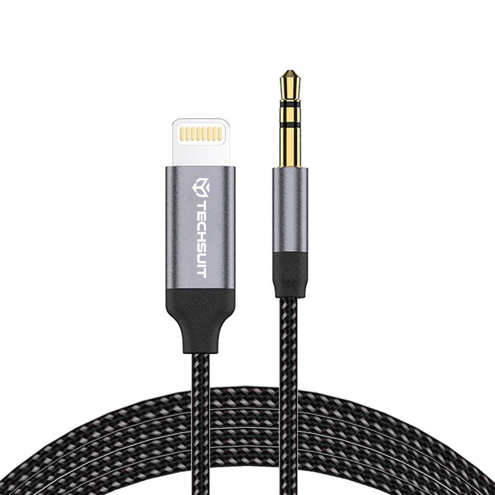 Cavo Audio Lightning - 3.5mm Techsuit AC10 SoundShell, 1.5m, Grigio