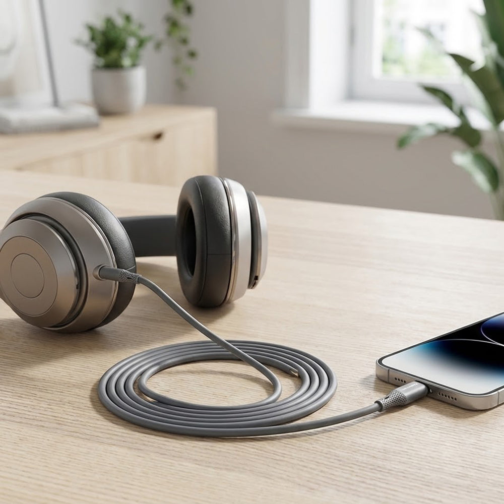 Lightning Audio Cable - 3.5mm Techsuit AC5 SoundFlex, 1m, Gray