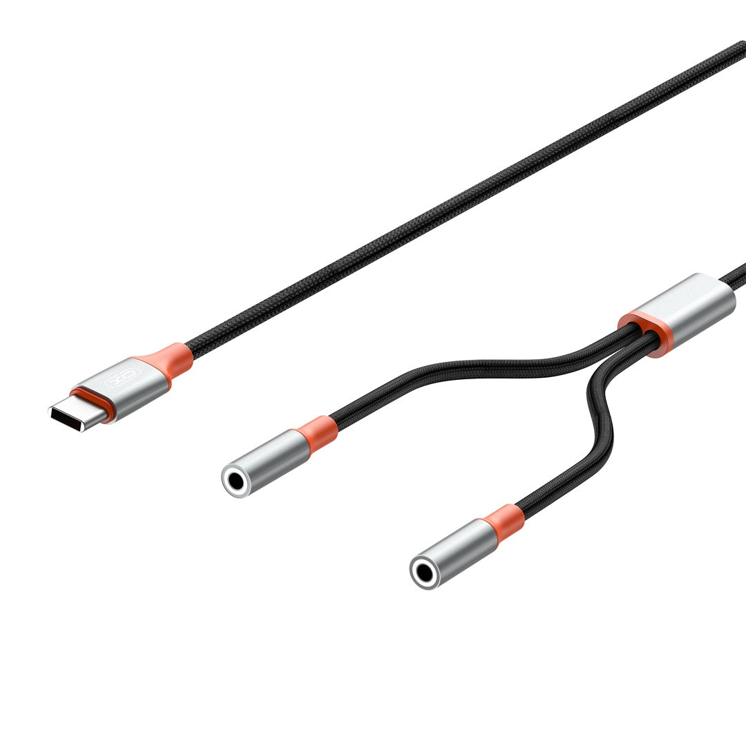 Cavo Audio Splitter USB-C - 2 x 3.5mm XO Design NB-R269B 2in1, 1.2m, Nero