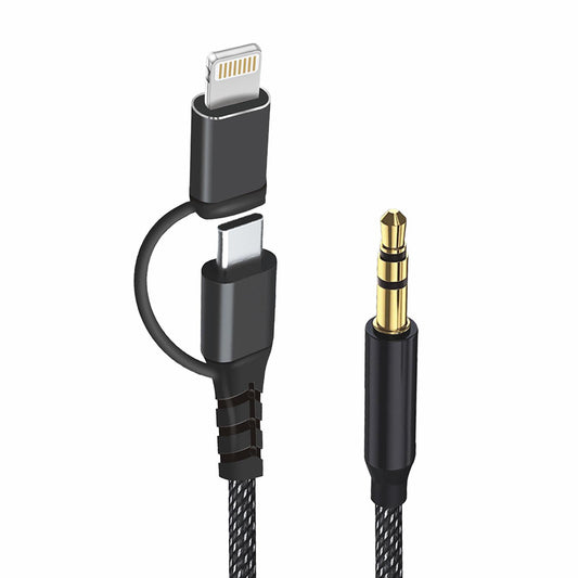 Cavo Audio USB-C / Lightning - 3.5mm Techsuit AC15 EchoSnap, 1m, Nero