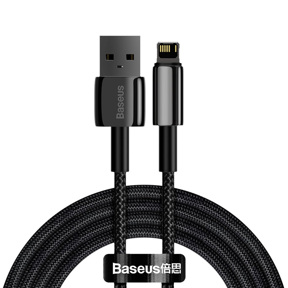 Cavo di ricarica e dati da USB a Lightning di Baseus Tungsten Gold, 2 m, 2,4 A, nero CALWJ-A01