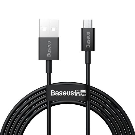 Cavo dati e ricarica da USB-A a microUSB della serie Superior di Baseus, 18W, 2m, nero CAMYS-A01