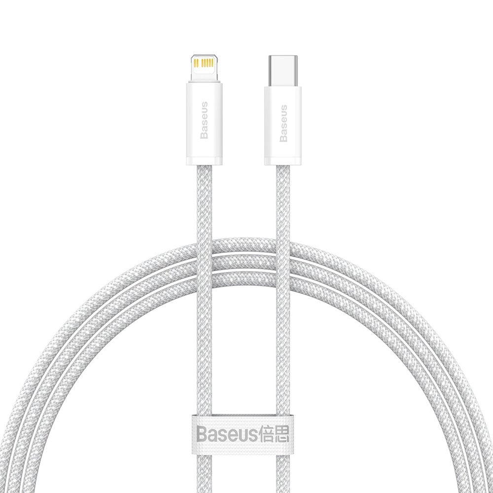 Cavo dati e ricarica USB-C - Lightning Baseus a ricarica rapida dinamica, 20W, 2m, bianco CALD000102