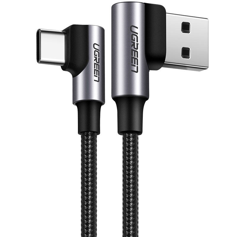 UGREEN US176 Angled USB-A to USB-C Data and Charging Cable, 18W, 2m, Black