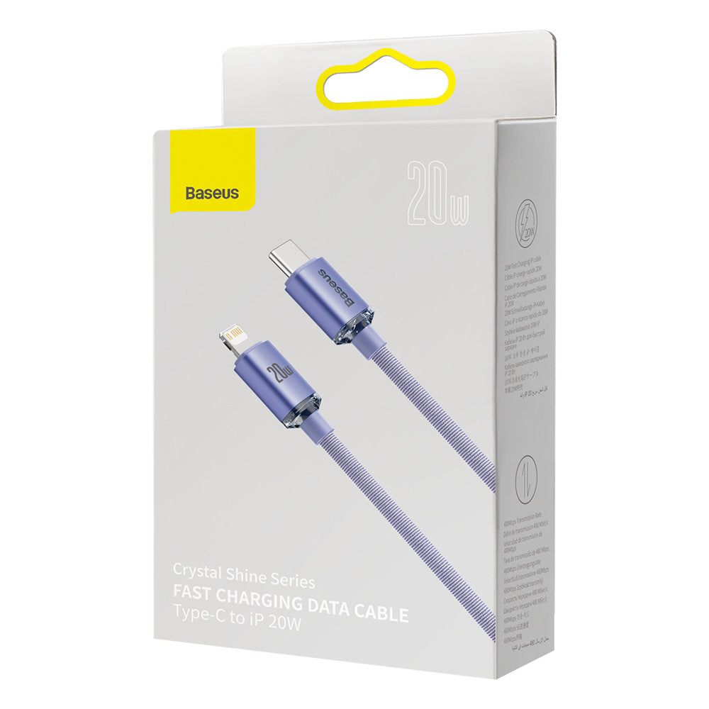 Cavo Dati e Ricarica USB-C - Lightning Baseus Crystal Shine Series, 20W, 1.2m, Viola CAJY000205