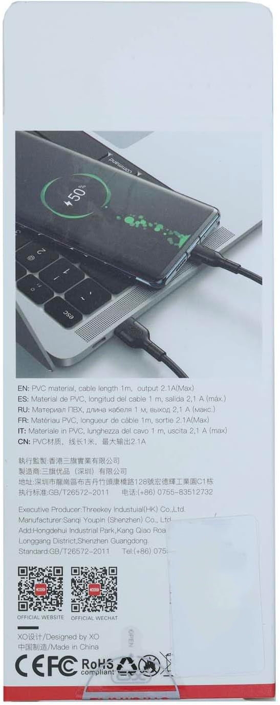 Cavo dati e ricarica USB-A - microUSB XO Design NB212, 18W, 1m, nero