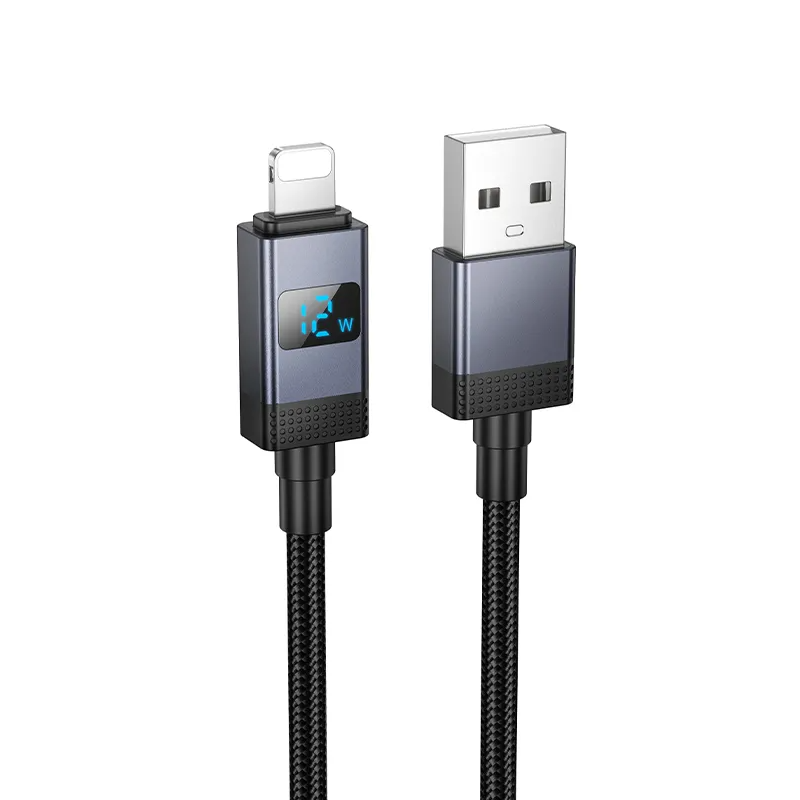 Cavo Dati e Ricarica USB-A - Lightning HOCO X118 Display, 12W, 1m, Nero