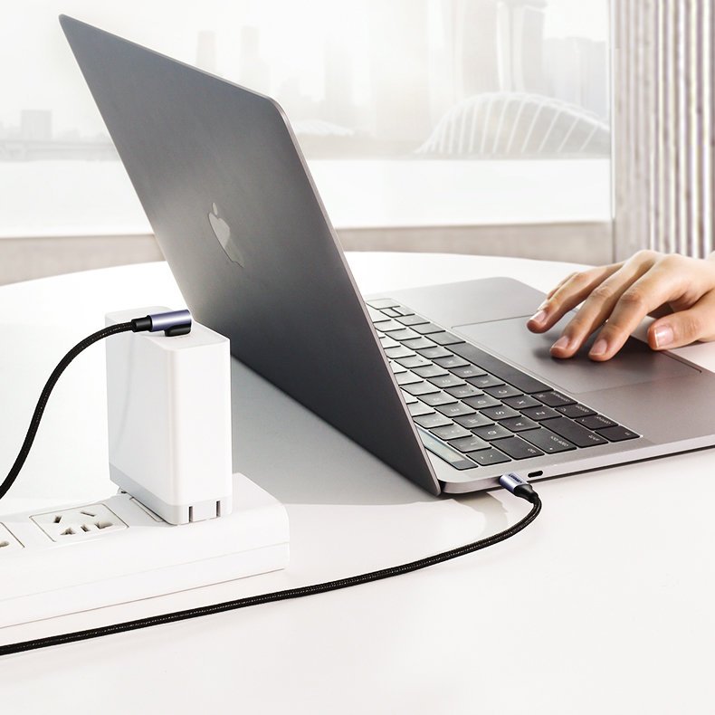 UGREEN US255 Angled USB-C to USB-C Data and Charging Cable, 60W, 1m, Gray