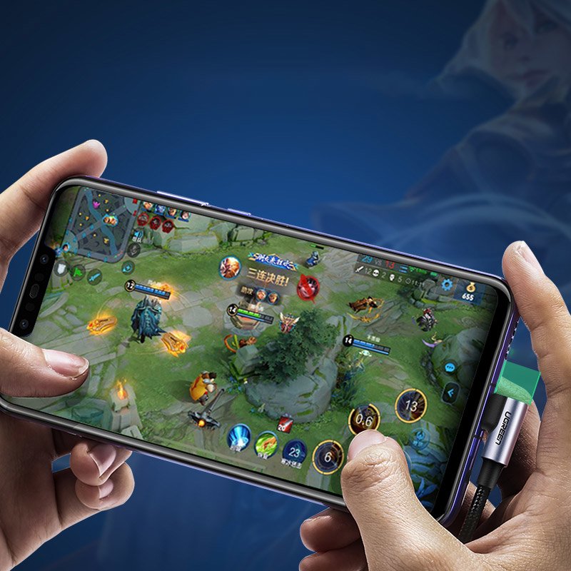 Cavo dati e ricarica da USB-A a USB-C UGREEN US255 angolato, 60W, 1m, grigio