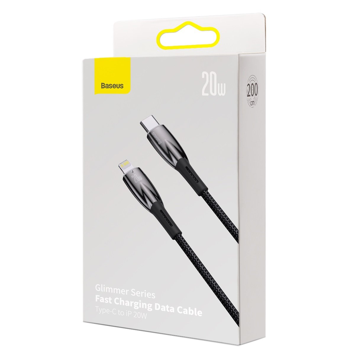 Cavo dati e ricarica Baseus Serie Glimmer USB-C - Lightning, 20W, 2m, nero CADH00010101