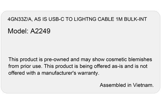 Cavo dati e ricarica USB-C - Apple Lightning, 96W, 1m, bianco, come nuovo 4GN33Z/A