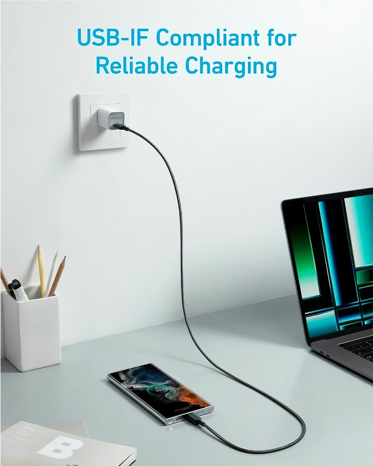 Cavo Dati e Ricarica USB-C - USB-C Anker 322, 60W, 0.9m, Nero A81F5G11