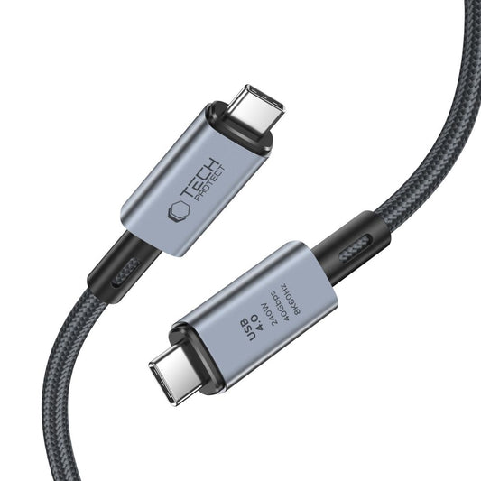 Cavo dati e ricarica USB-C - USB-C Tech-Protect Ultraboost Max, 240W, 2m, grigio
