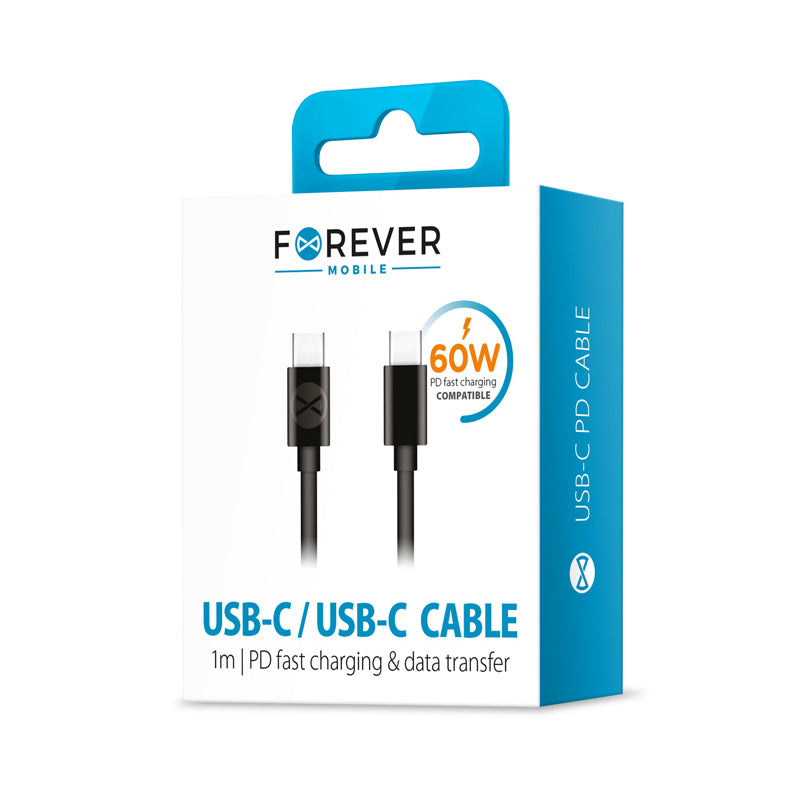 Cavo Dati e Ricarica USB-C - USB-C Forever, 60W, 1m, Nero