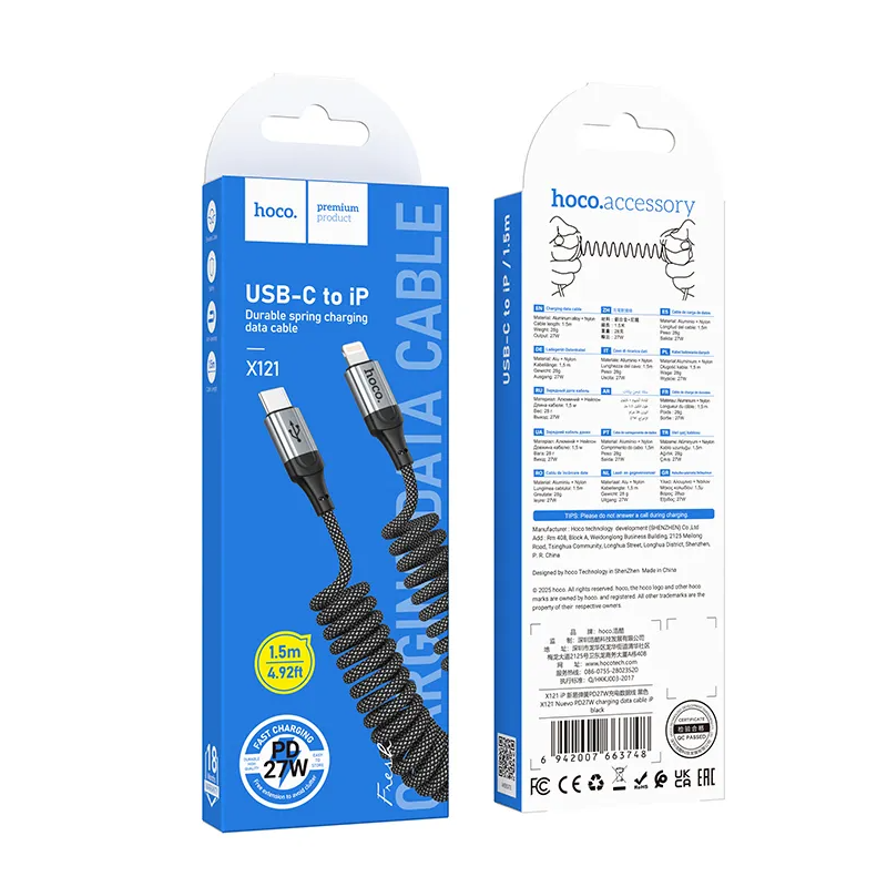 Cavo Dati e Ricarica USB-C - Lightning HOCO X121, 27W, 1.5m, Nero
