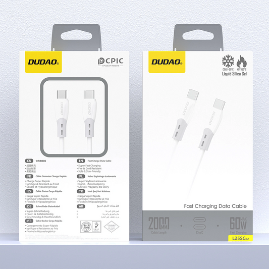 Cavo Dati e Ricarica USB-C - USB-C Dudao L25SC, 60W, 1m, Bianco
